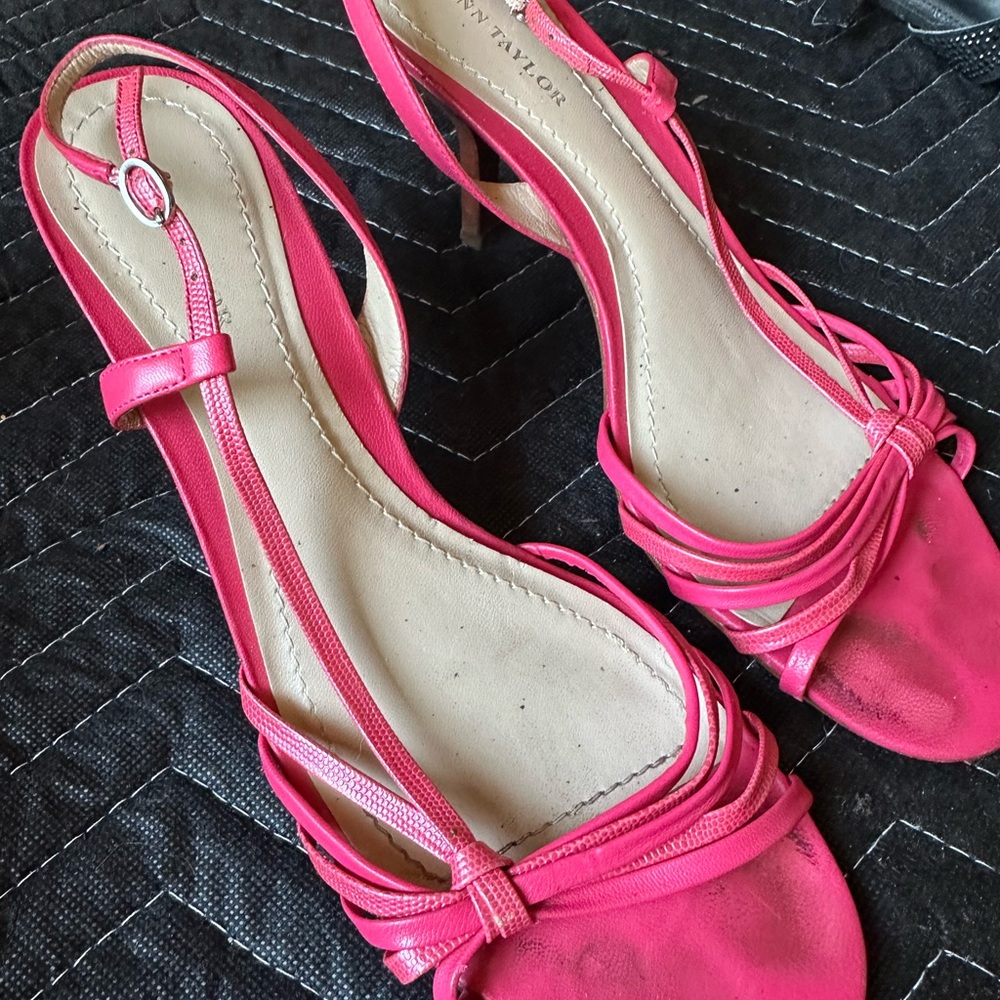 Ann Taylor Pink Leather Heels with Slingback